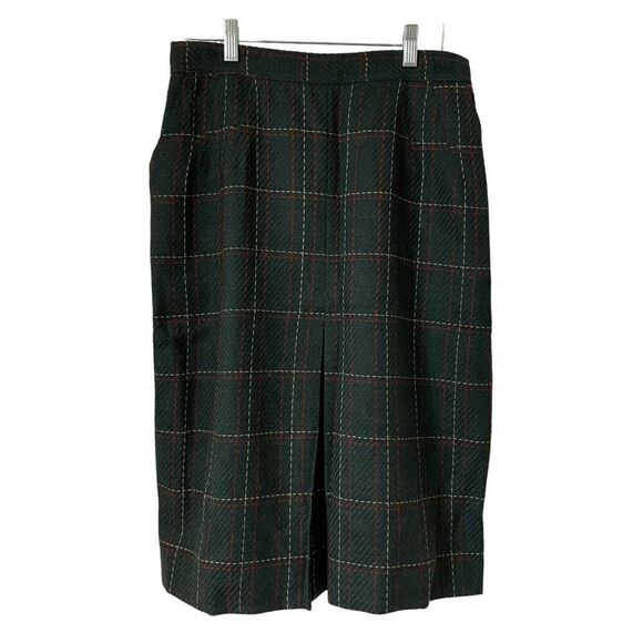 Vintage Harve Benard Suit Jacket 10 and Skirt 14 Womens Green Plaid Wool - Picture 4 of 8